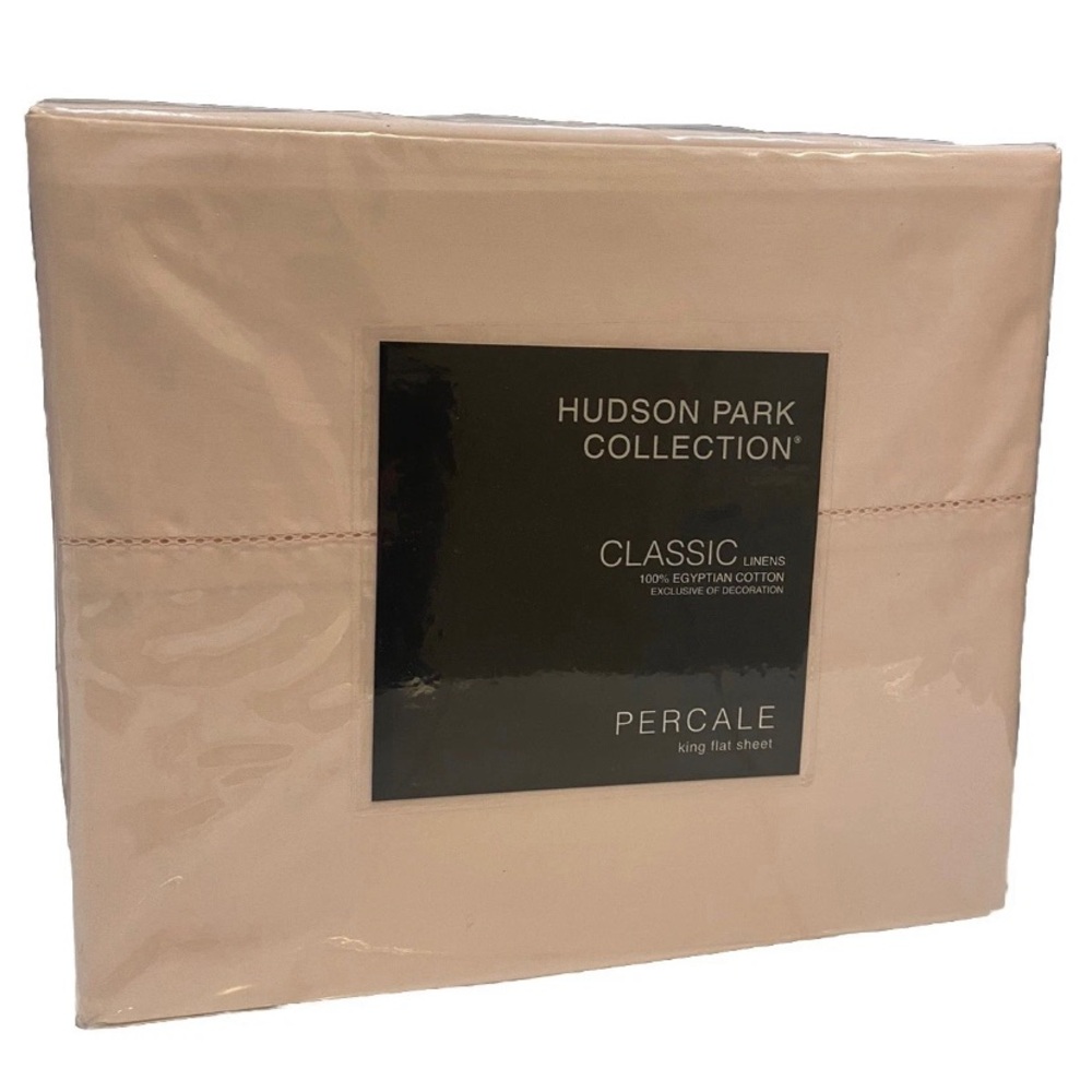 Hudson Park Collection Egyptian Percale King Flat Sheet - Blush